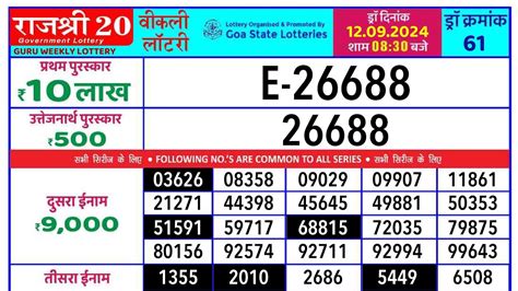 rajshree 50 guru weekly lottery result today live|Goa Rajshree 50 Guru Weekly Lottery Result 9.5.2024 (7:30 PM.